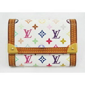 Louis Vuitton Porte Monnaie Plat Case Multicolor Bron White